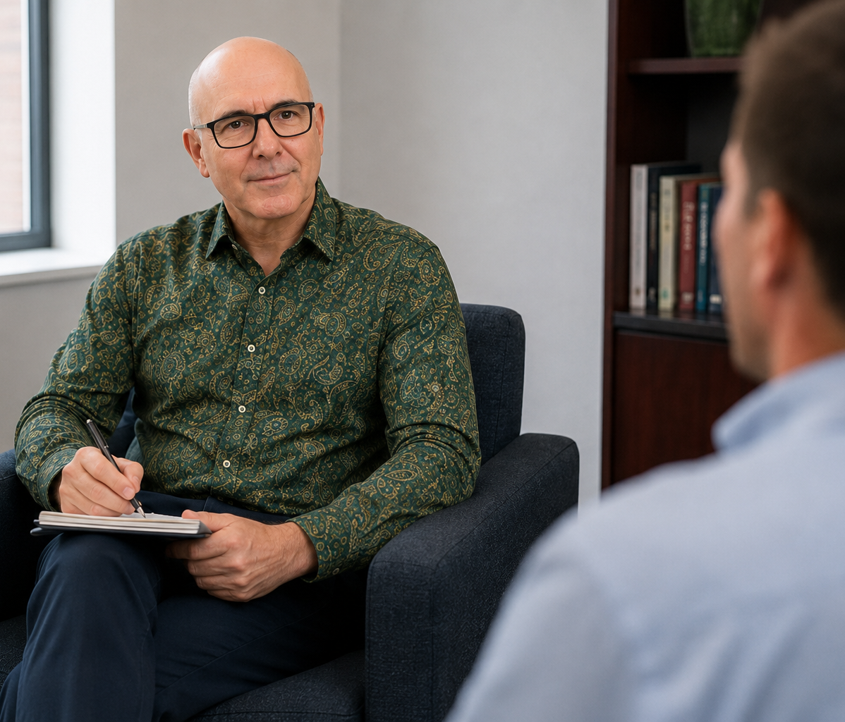 David Hennessy providing clinical psychology support in a consultation room in Varsity Lakes, Gold Coast