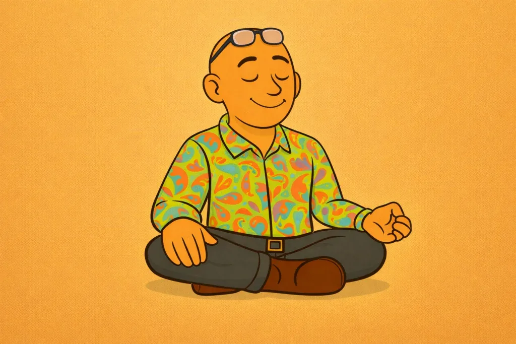 Illustration of David Hennessy practising guided relaxation to settle into sleep